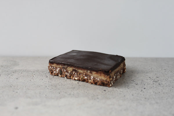 Chocolate Caramel Slice made without gluten, dairy or refined sugar. 