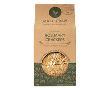 Rosemary and Almond Crackers from Make it Raw. Made with activated almonds, organic flaxseed and rosemary. A yummy gluten and dairy free savoury snack that is low in carbs and keto.